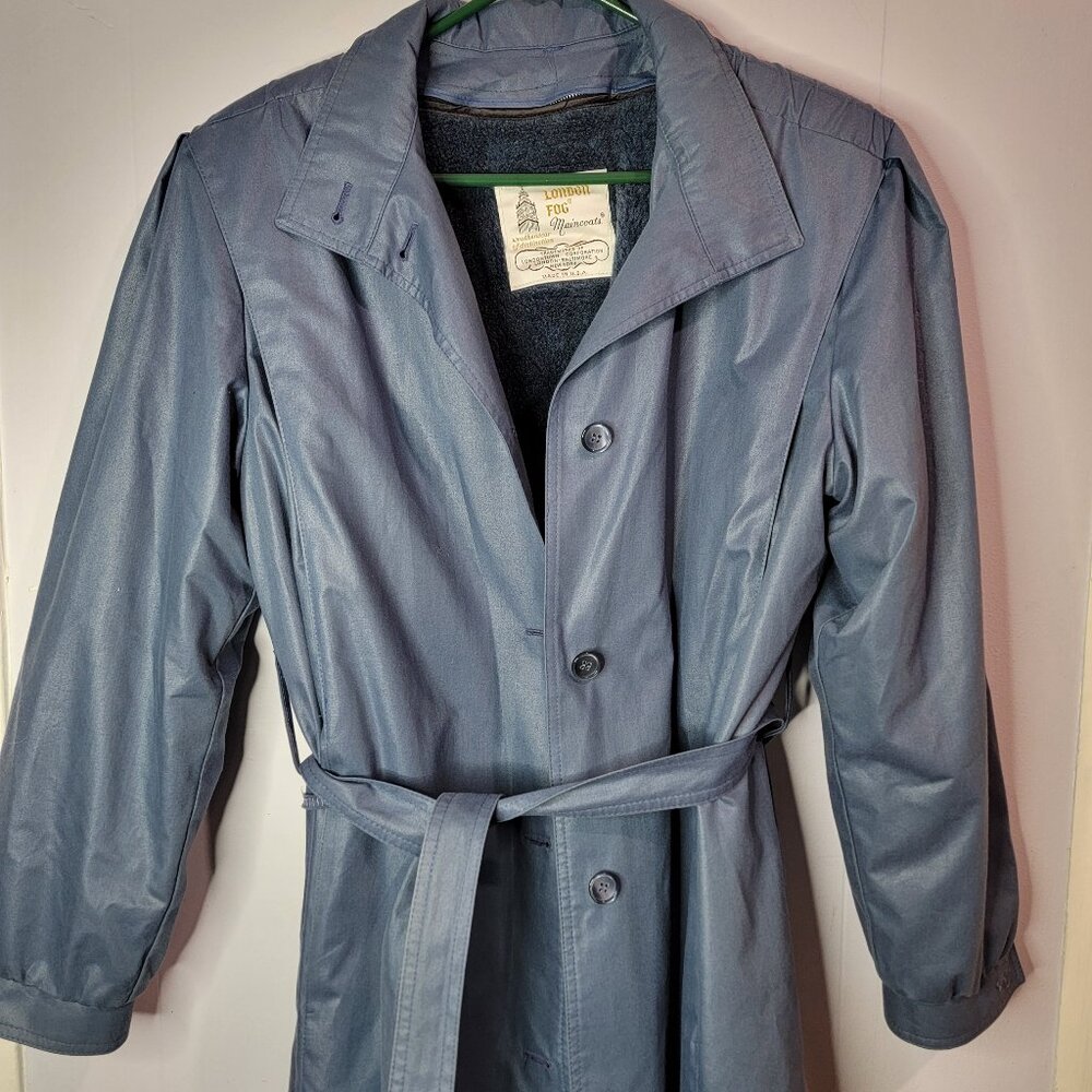 Dusty Blue London Fog Maincoats Trench Coat